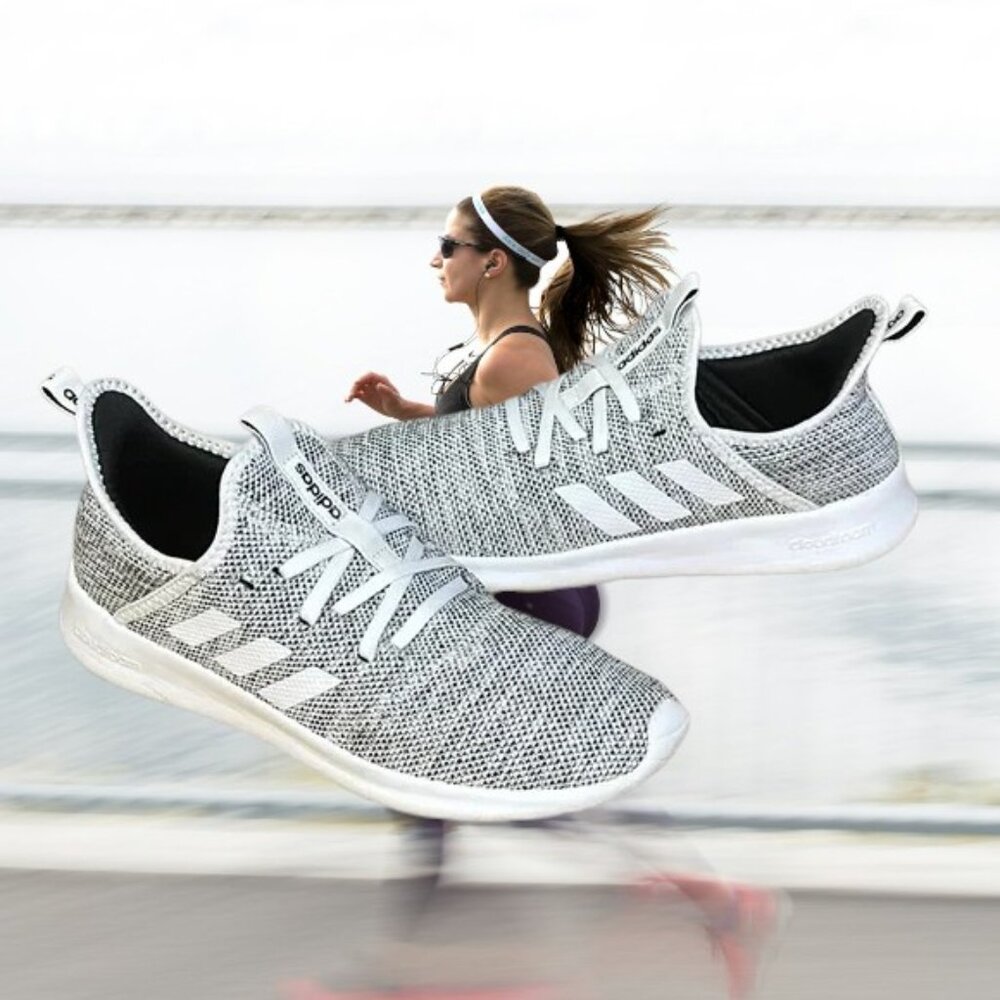 Adidas CloudFoam White-Black Pure Running Jogging Walking Shoes Women's Size 8.5
